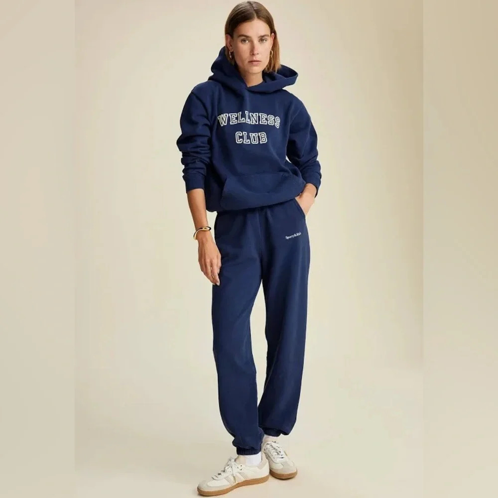 NWT Sporty & Health Navy Wellness Club Flocked Hoodie Size Large - Picture 3 of 15